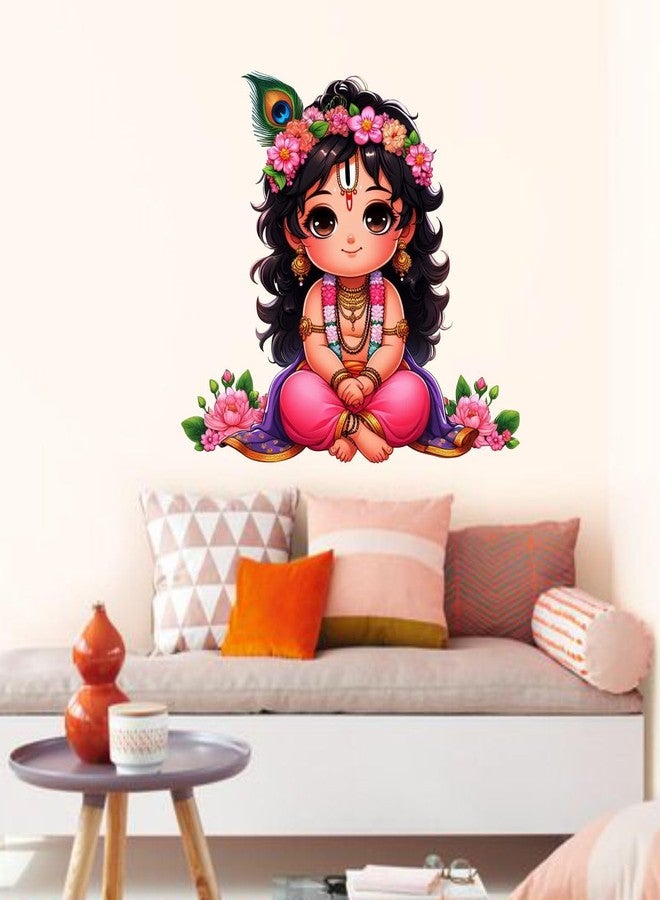 Sticker Studio ملصق حائط من الفينيل PVC بتصميم اللورد كريشنا من ستيكر ستوديو، مثالي لتزيين المنزل - مناسب لغرفة المعيشة، غرفة النوم، الردهة، غرفة الأطفال، غرفة اللعب (المقاس: 18 سم × 18 سم) - Image 3